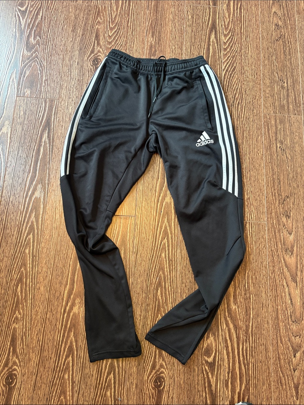 adidas Black Jogger Pants with White Three-Stripes
